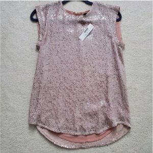 NWOT Ladies J. Crew Rose Gold Sequinned Top. Size XS